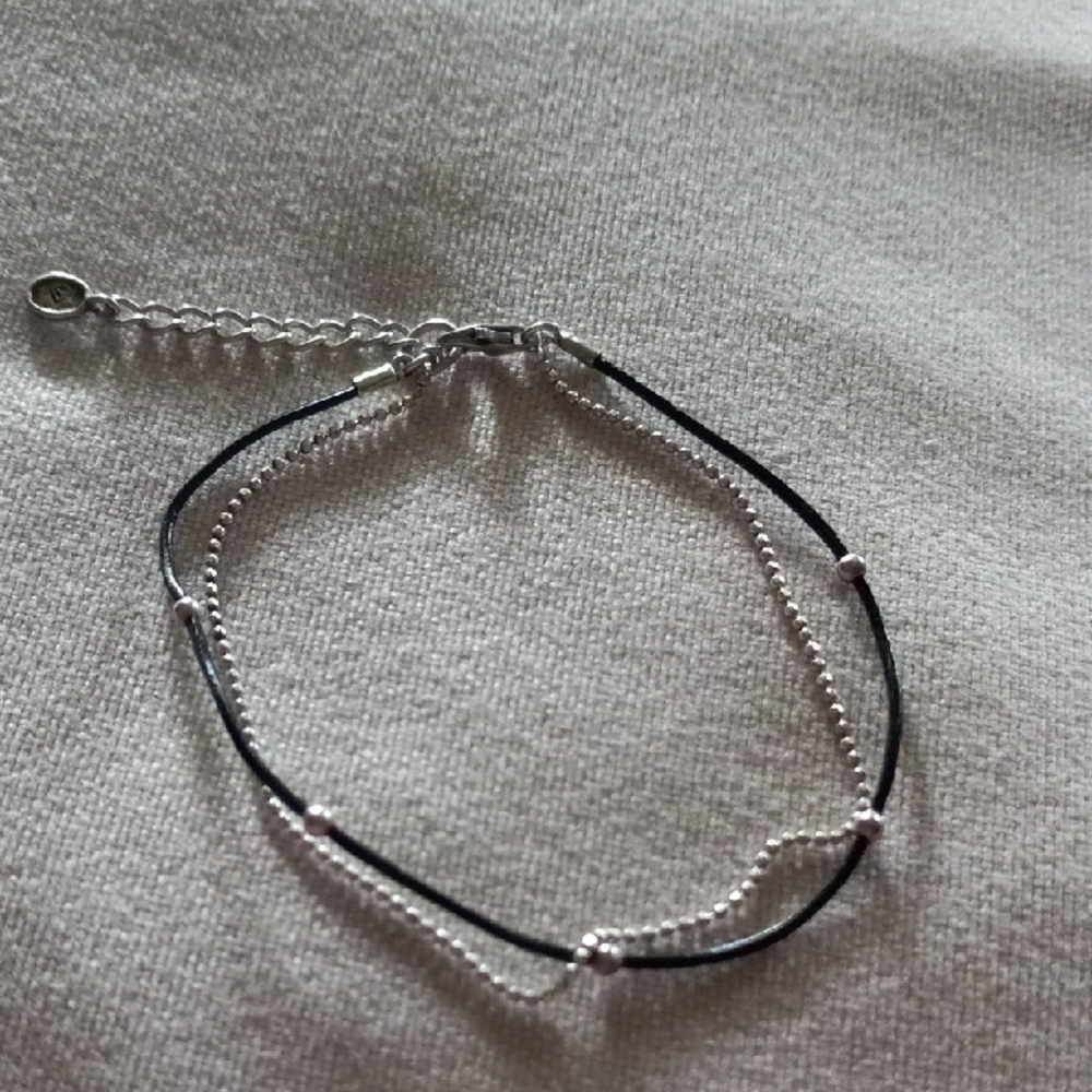 Silpada  Silver & Black Leather Bracelet